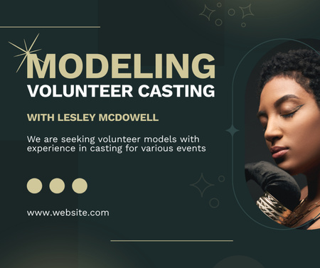 Model Casting Announcement  with Woman with Makeup Facebook Design Template