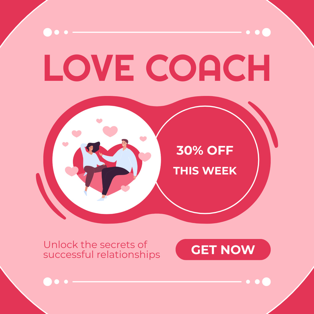 Ontwerpsjabloon van Instagram AD van Discount on Love Coach Services