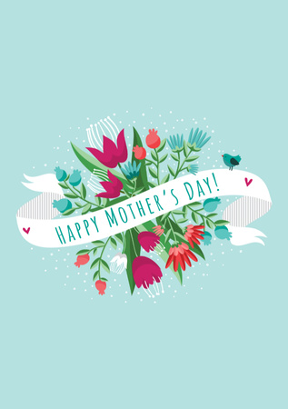 Plantilla de diseño de Mother's Day Greeting with Flowers Postcard A5 Vertical 