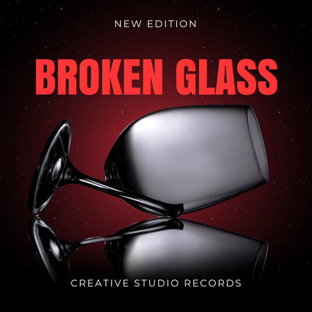 Music Album Announcement with Broken Wineglass Album Cover – шаблон для дизайна