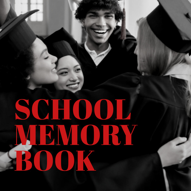 Designvorlage Awesome School Memories Book with Happy Teenagers für Photo Book