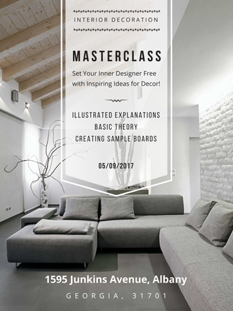 Interior decoration masterclass with Sofa in grey Poster US – шаблон для дизайну