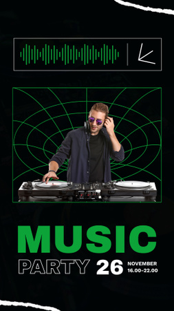 Designvorlage Musikparty mit jungem männlichen DJ für Instagram Story