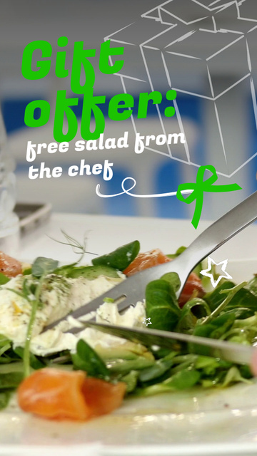 Fresh Salad From Chef As Gift Offer Instagram Video Story Tasarım Şablonu