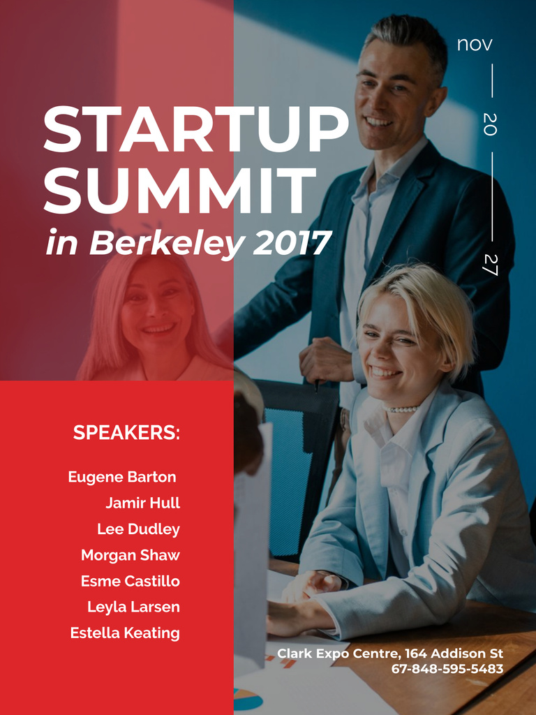 Plantilla de diseño de Startup summit invitation with Business Team working in office Poster US 