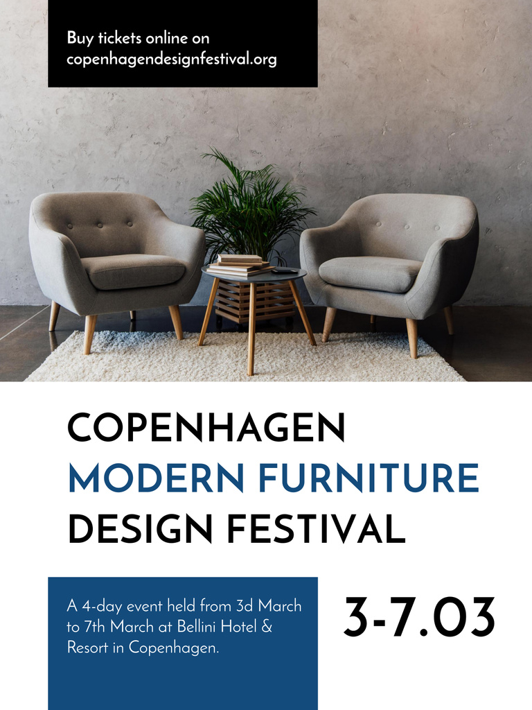 Furniture Festival with Stylish Modern Armchairs Poster 36x48inデザインテンプレート