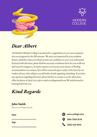 Ontwerpsjabloon van Letterhead van Letter to University