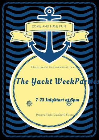 Platilla de diseño Yacht Party advertisement with blue stripes Flayer