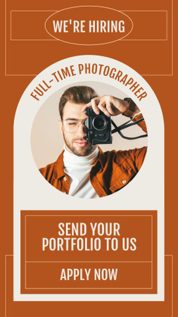 Ontwerpsjabloon van Instagram Story van Stuur uw portfolio naar een fulltime functie van fotograaf