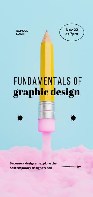 Platilla de diseño Fundamentals of Graphic Design Workshop Offer Flyer DIN Large