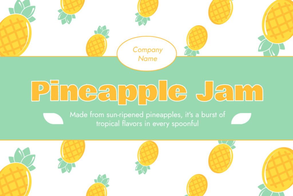 Sweet Pineapple Jam In Package Offer Label Design Template