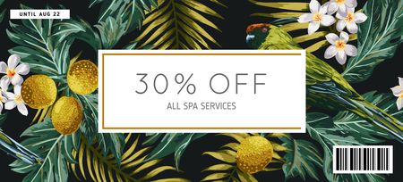 Spa Services Offer on Floral Pattern Coupon 3.75x8.25in Design Template