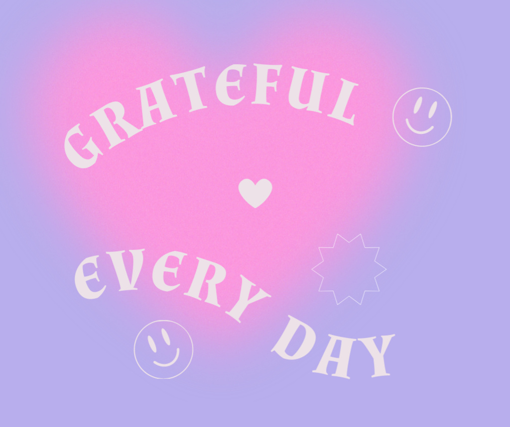 Thankful Phrase with Pink Heart Facebook Design Template