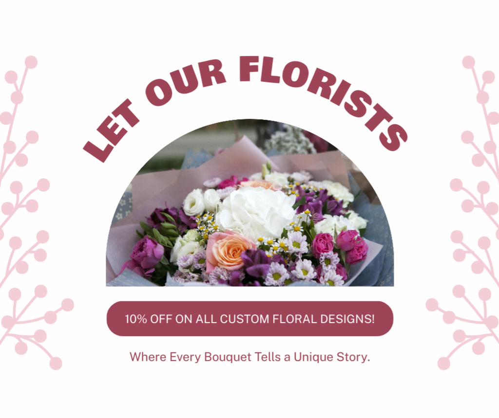 Ontwerpsjabloon van Facebook van Custom Designer Bouquets at Discount from Florist