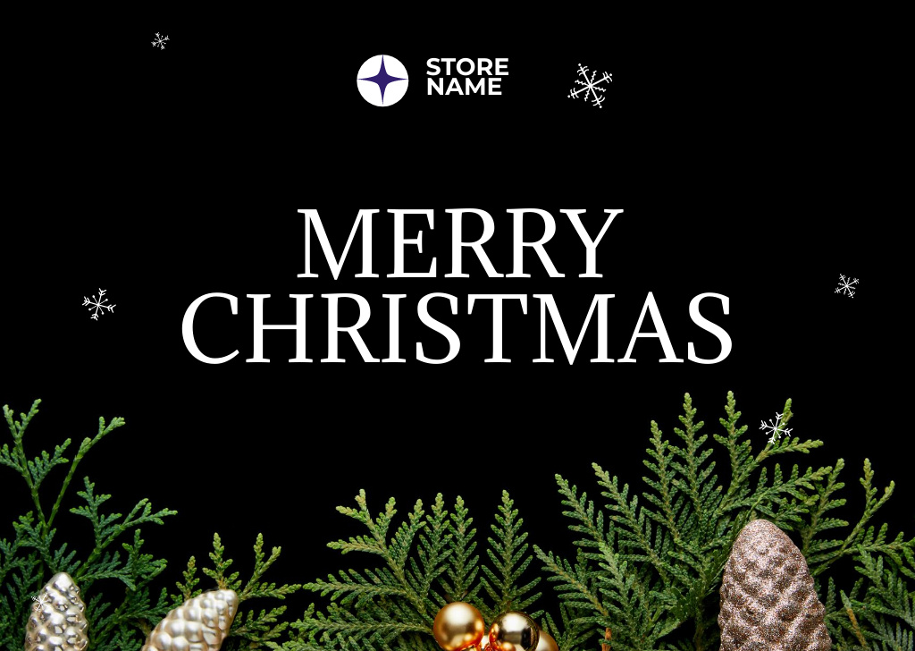 Christmas Greeting Traditional Decorated Twigs Postcard – шаблон для дизайна
