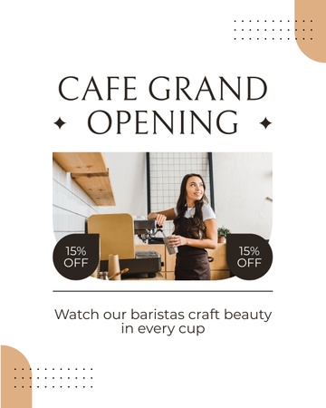 Торжественное открытие кафе со скидкой на каждую чашку Instagram Post Vertical – шаблон для дизайна
