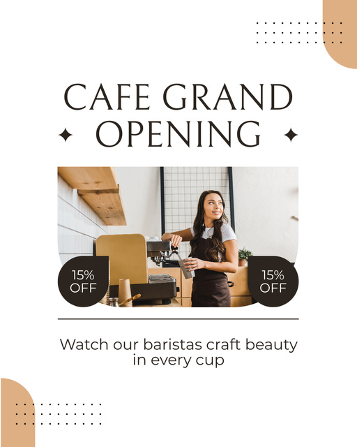 Designvorlage Cafe Grand Opening With Discount On Every Cup für Instagram Post Vertical
