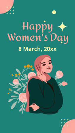 Beautiful Woman in Hijab on Women's Day Instagram Story Design Template