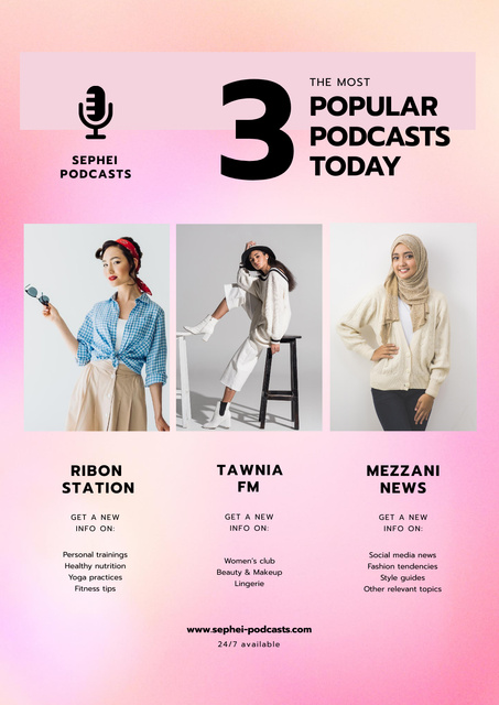 Popular podcasts with Young Women Poster – шаблон для дизайна