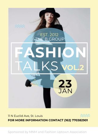 Fashion talks announcement with Stylish Woman Invitation Design Template