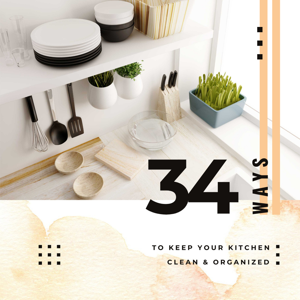Kitchen utensils on shelves Instagram – шаблон для дизайну