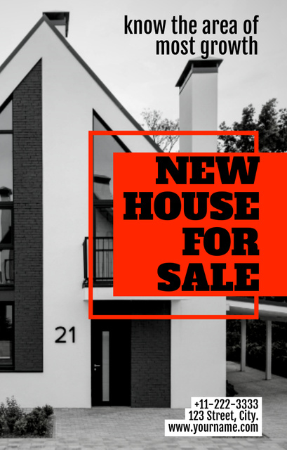 New House for Sale Ad Layout Invitation 4.6x7.2in Šablona návrhu