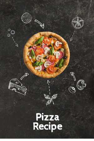Plantilla de diseño de pizza recipe Pinterest 