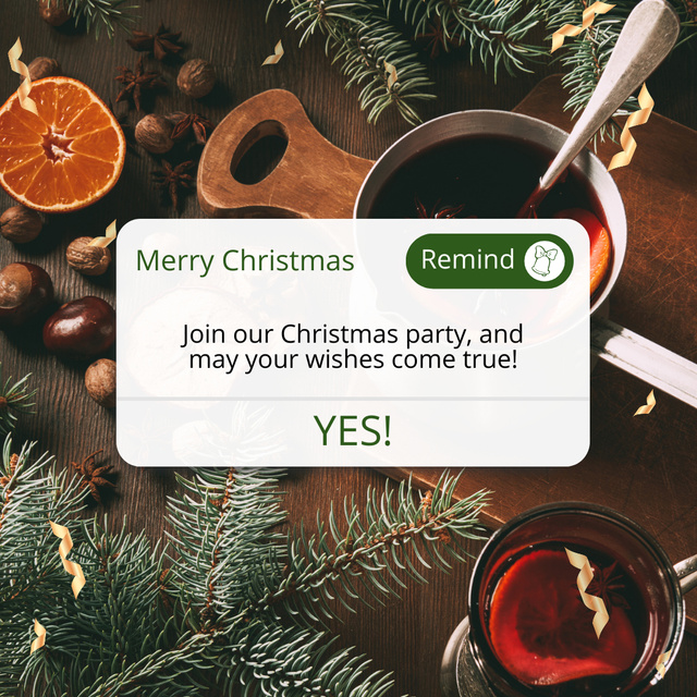 Christmas Holiday Party Announcement With Beverages Instagram Šablona návrhu