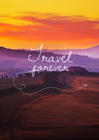 Motivációs utazási idézet csodálatos naplemente tájjal Postcard 5x7in Vertical tervezősablon