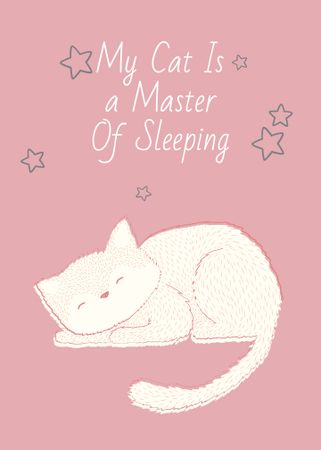 Szablon projektu Cute Cat Sleeping in Pink Flayer