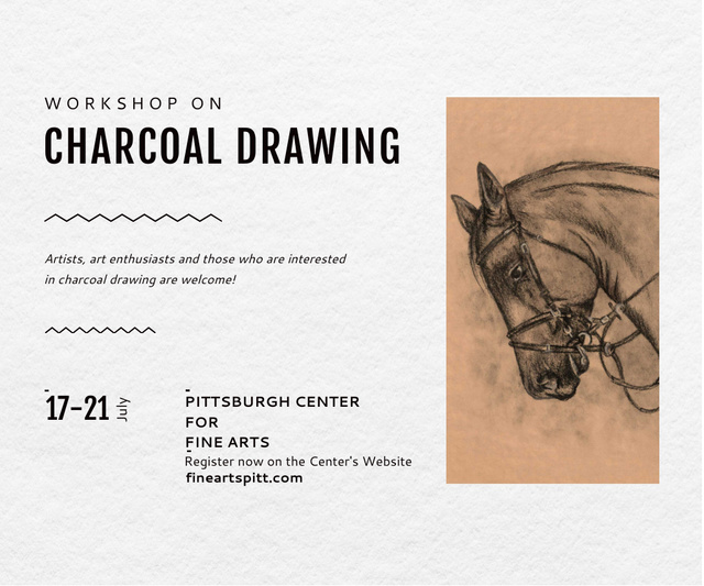 Charcoal Drawing Course Offer Large Rectangle Modelo de Design