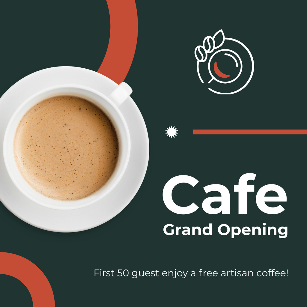Charming Cafe Opening Fest With Bold Coffee Instagram Tasarım Şablonu