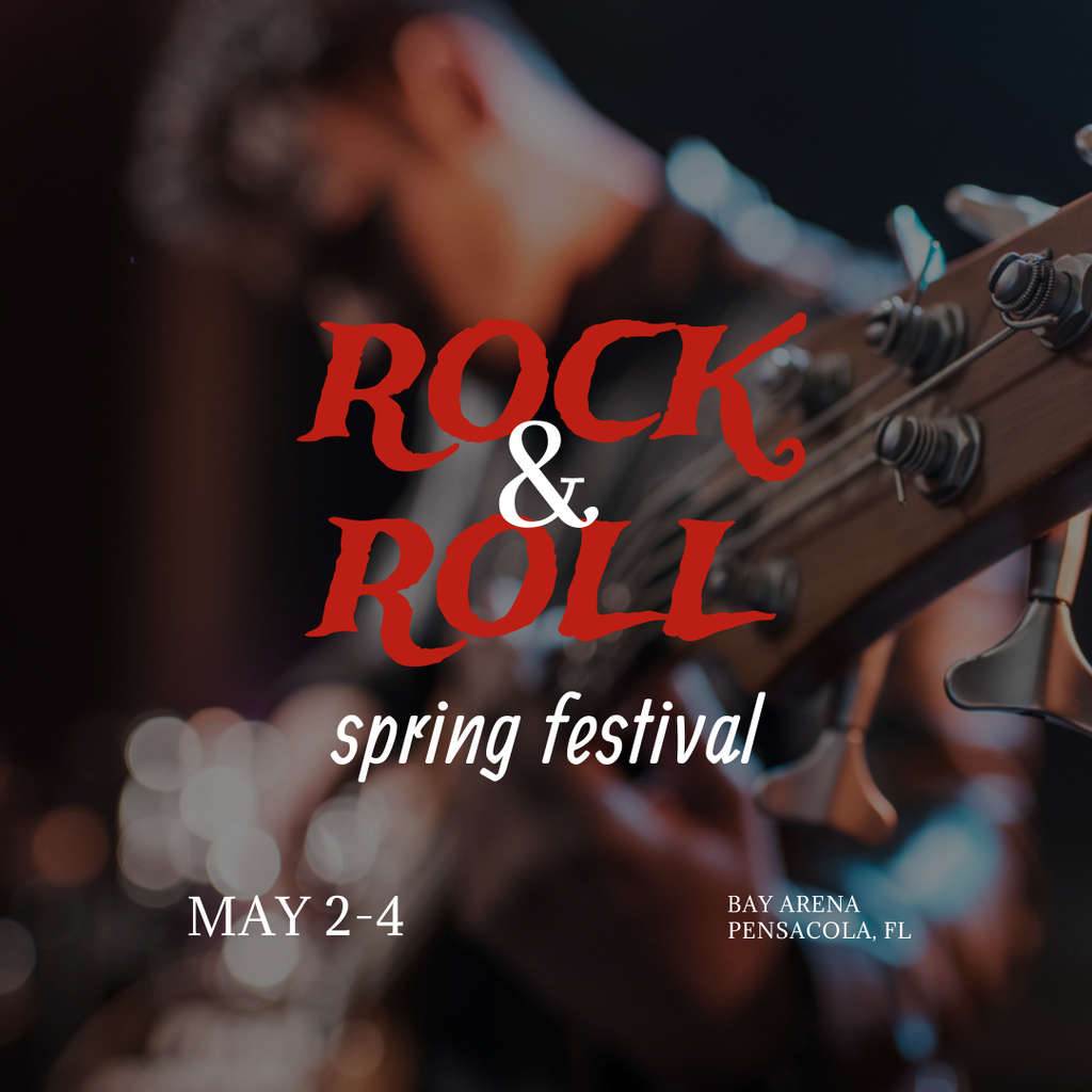 Spring Music Event Announcement With Rock Genre Instagram tervezősablon