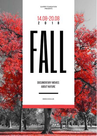 Template di design Film Festival Invitation with Autumn Red Tree Invitation