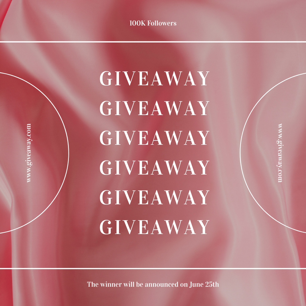 Plantilla de diseño de Giveaway Advertising on Pink Silky Texture Instagram 