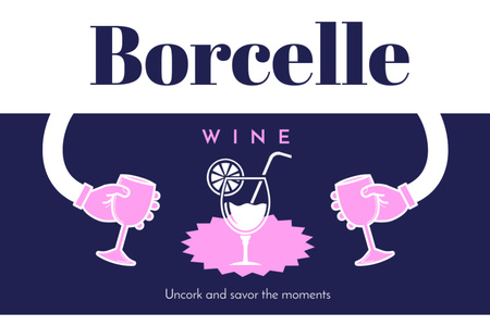 Elegant Wine Promotion With Slogan And Cocktails Label Design Template