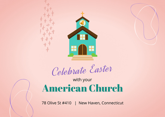 Easter Celebration in American Church Flyer A6 Horizontal Design Template