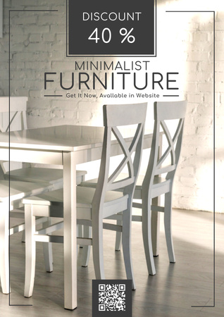 Designvorlage Minimalist White Furniture in Scandi Interior für Poster