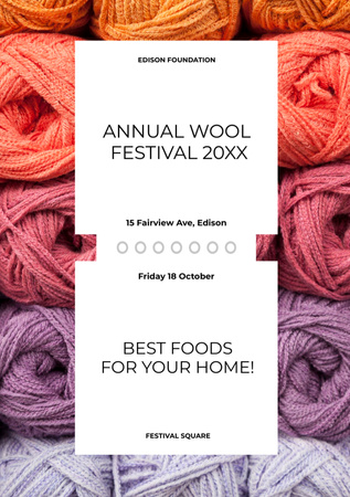 Knitting Festival Wool Yarn Skeins Flyer A5 Design Template