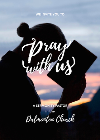 Designvorlage Silhouette of Woman praying with Bible für Flayer