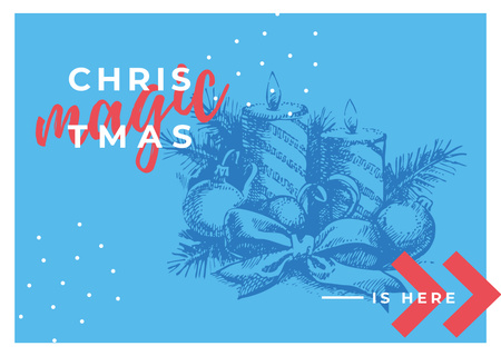 Designvorlage Traditionelle Weihnachtsdekorationen in Blau für Postcard