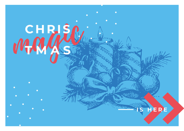 Platilla de diseño Traditional Christmas Decorations in Blue Postcard