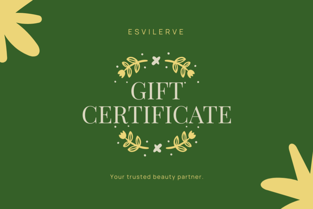 Template di design Gift Voucher Offer on Green Gift Certificate
