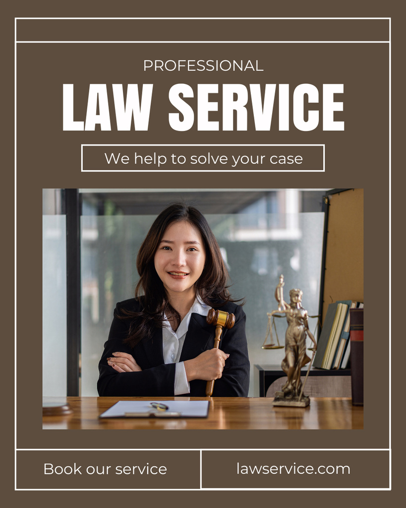 Law Service Offer with Professional Woman Lawyer Instagram Post Vertical tervezősablon