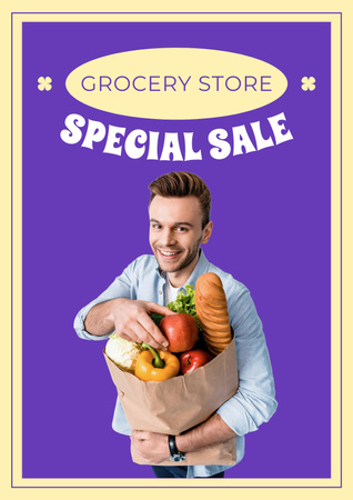 Designvorlage Special Sale Offer For Grocery Store für Poster