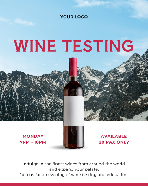Wine Tasting Ad with Scenic Mountains Instagram Post Vertical Design Template