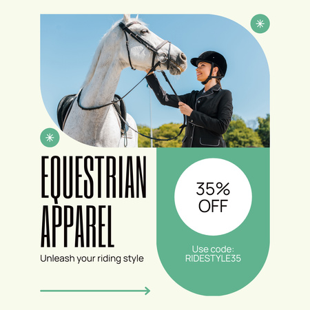 Platilla de diseño Best Equestrian Apparel With Discount By Promo Code Instagram