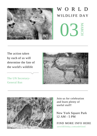 Modèle de visuel World Wildlife Day Animals in Natural Habitat - Flayer