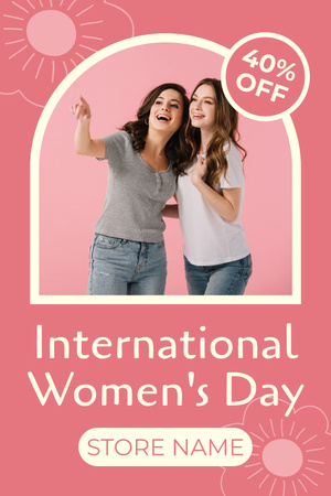 International Women's Day Celebration with Discount Pinterest Design Template