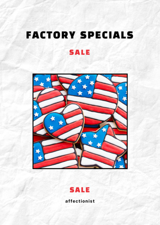 Plantilla de diseño de Anuncio de venta de galletas patrióticas del Día de la Independencia de EE. UU. Postcard 5x7in Vertical 